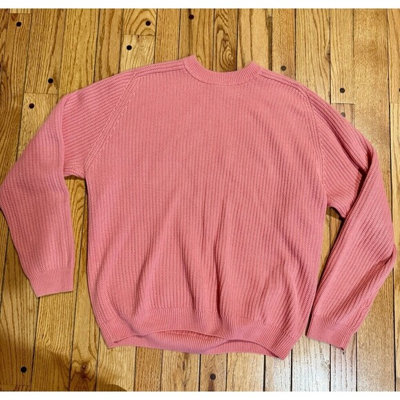 St. John's Bay Sweaters - St Johns Bay Pink Ribbed Sweater Womens Medium Raglan Sleeve Cozy Pullover